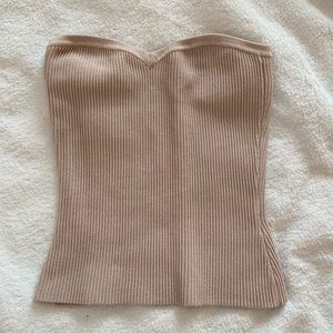 Aritzia Tan Ribbed Crop Top